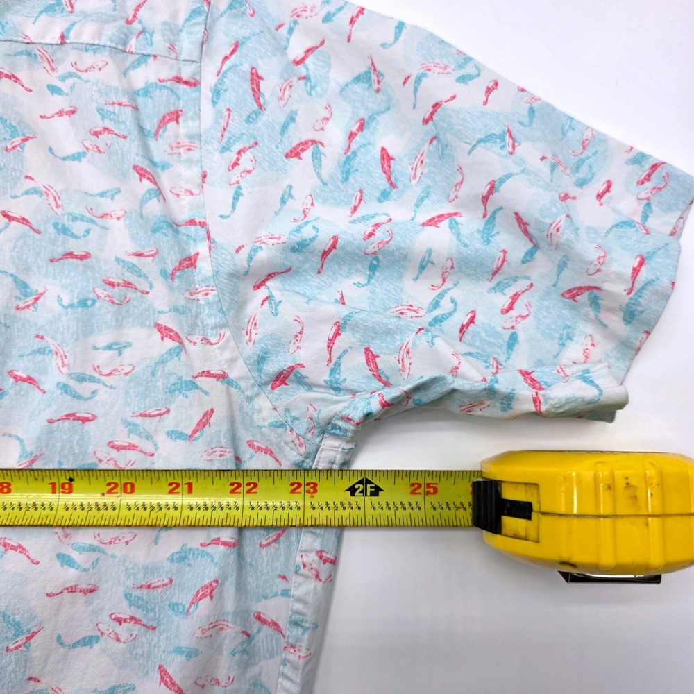Peter Millar Mens Koi Fish Print Short Sleeve Button Down Shirt MS21W65CFS Large - Picture 8 of 8